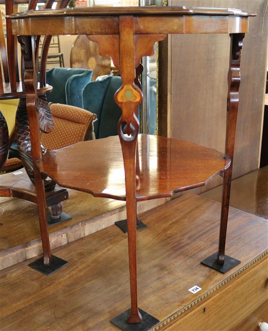 An Edwardian inlaid occasional 2 tier table